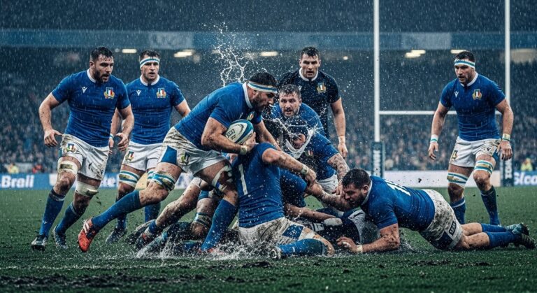 Italie bat Écosse 18-15 : Victoire au Courage sous la Pluie