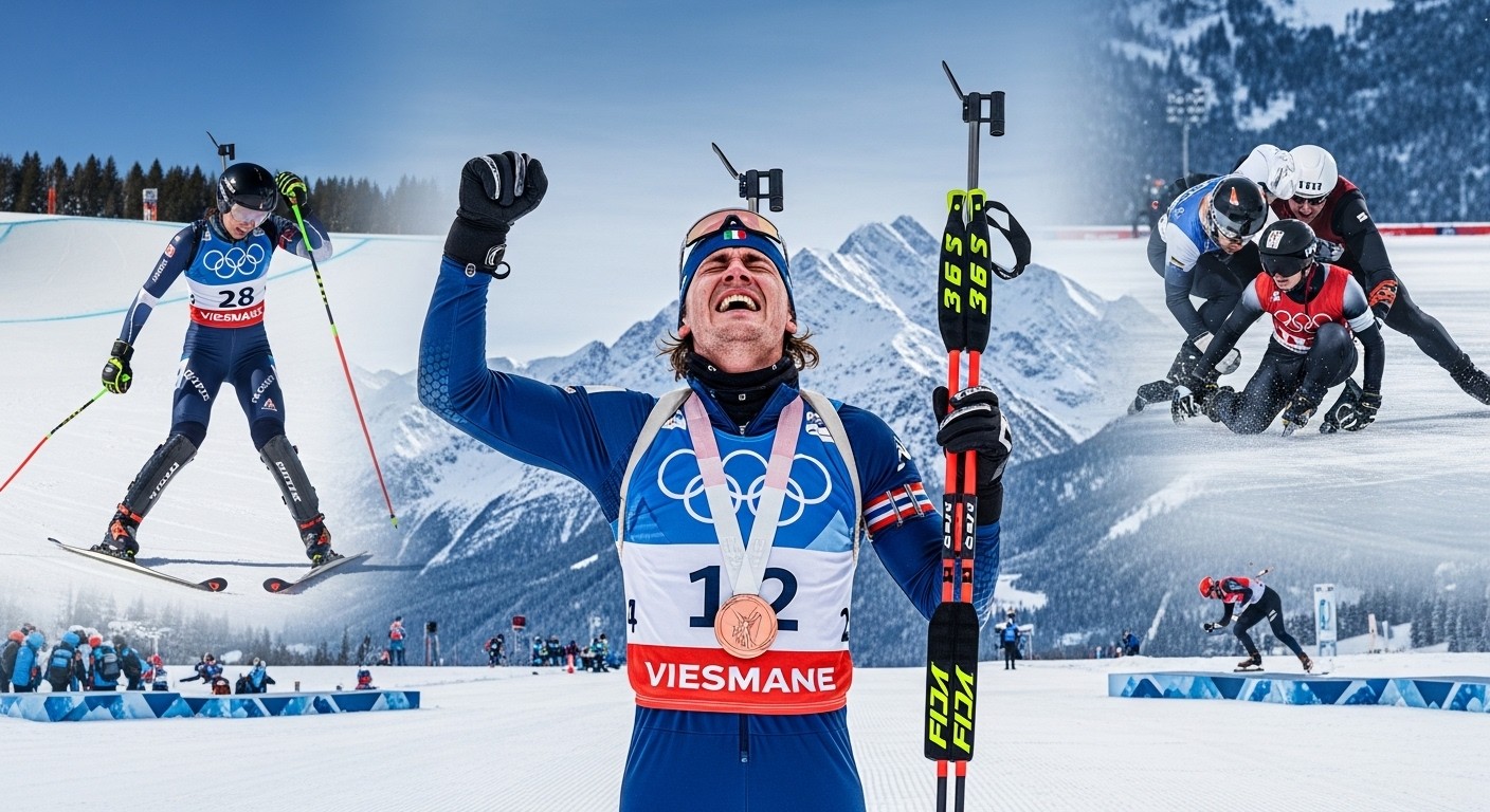 Découvrez le récap émouvant du 20 février aux JO 2026 : Quentin Fillon Maillet décroche sa 9e médaille historique, les larmes de Marielle Berger Sabbatel et l'accident choc en short-track. Une journée intense pour les Bleus !