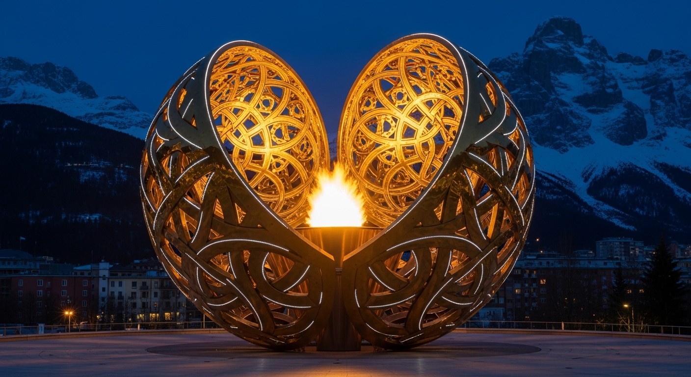 Découvrez la vasque olympique unique des JO d'hiver 2026 à Milan-Cortina, hommage à Léonard de Vinci avec ses nœuds géométriques. Allumée par des légendes du ski, elle symbolise harmonie et innovation.