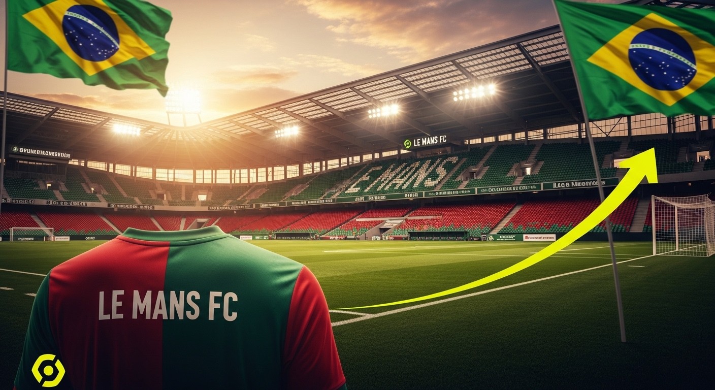 Le Mans FC change de dimension avec l'arrivée d'Outfield comme actionnaire majoritaire. Objectif retour en Ligue 1 d'ici 3-4 ans : investissements, centre de formation, synergies brésiliennes.
