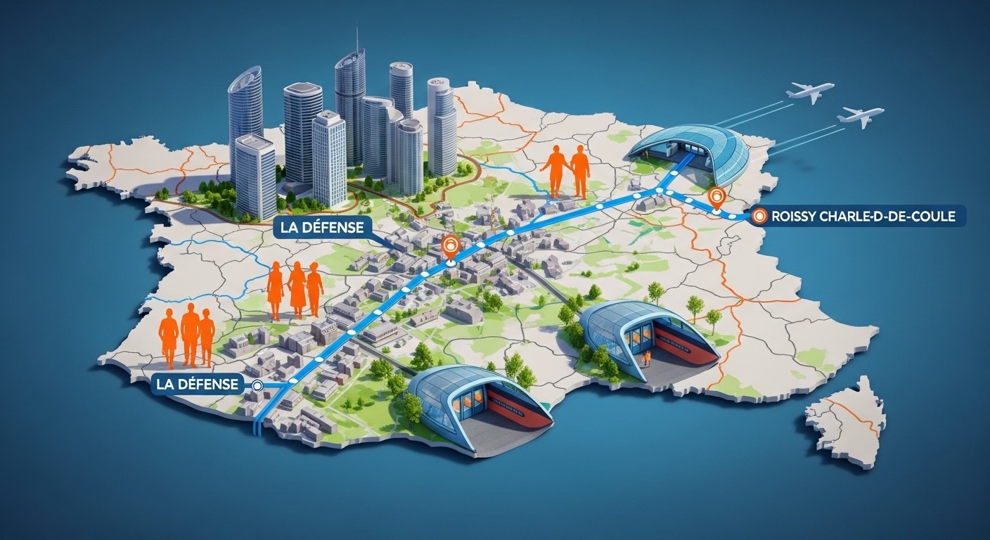Découvrez les villes du Val-d'Oise que pourrait traverser la future ligne 19 du Grand Paris Express, reliant Nanterre à Roissy en 35-40 min. Tracés, enjeux et impacts à venir !