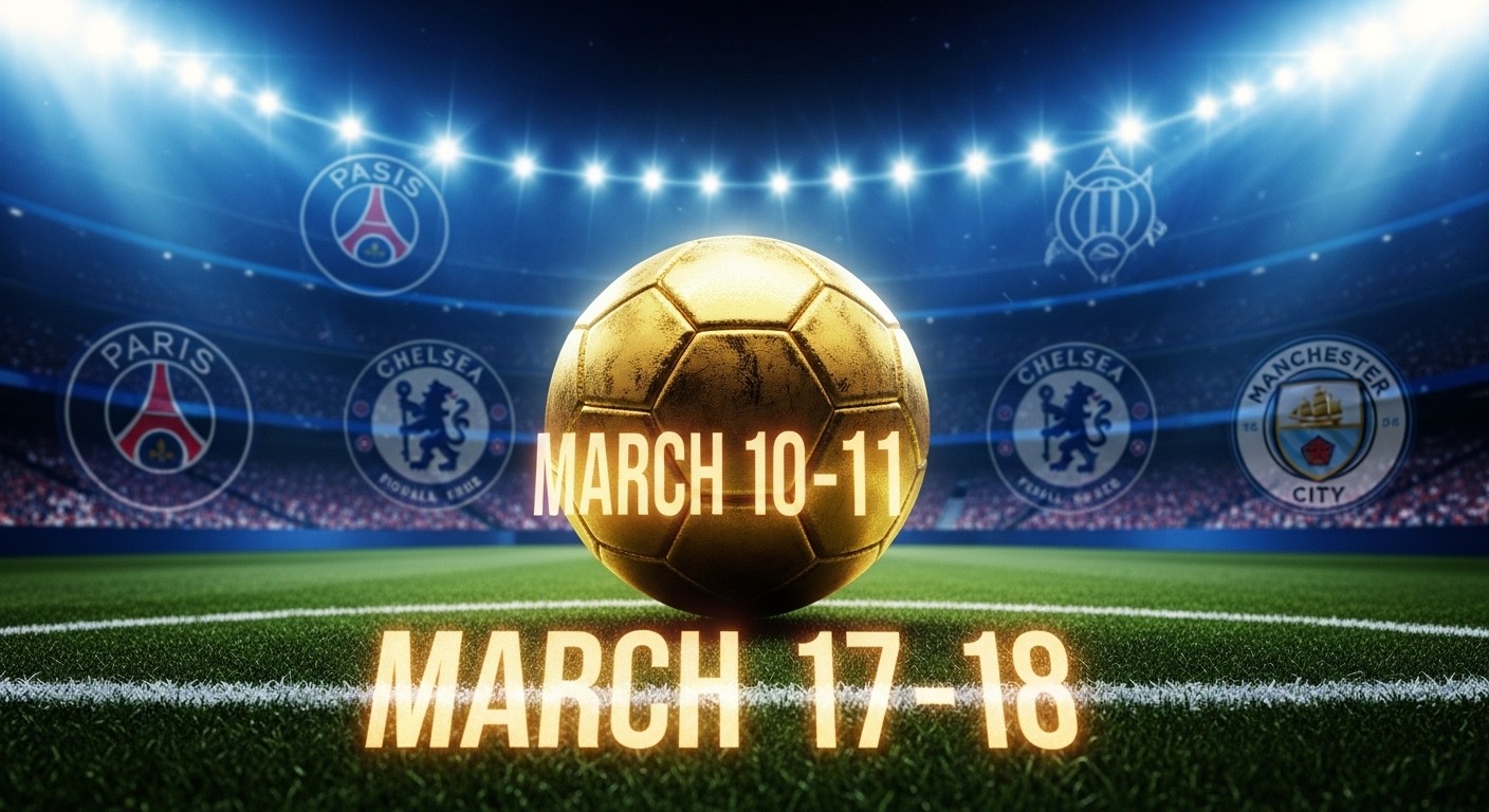 Découvrez les dates précises des huitièmes de finale de Ligue des champions 2026 : aller les 10-11 mars, retour 17-18 mars. PSG-Chelsea, Real-Manchester City... le programme complet et les enjeux !