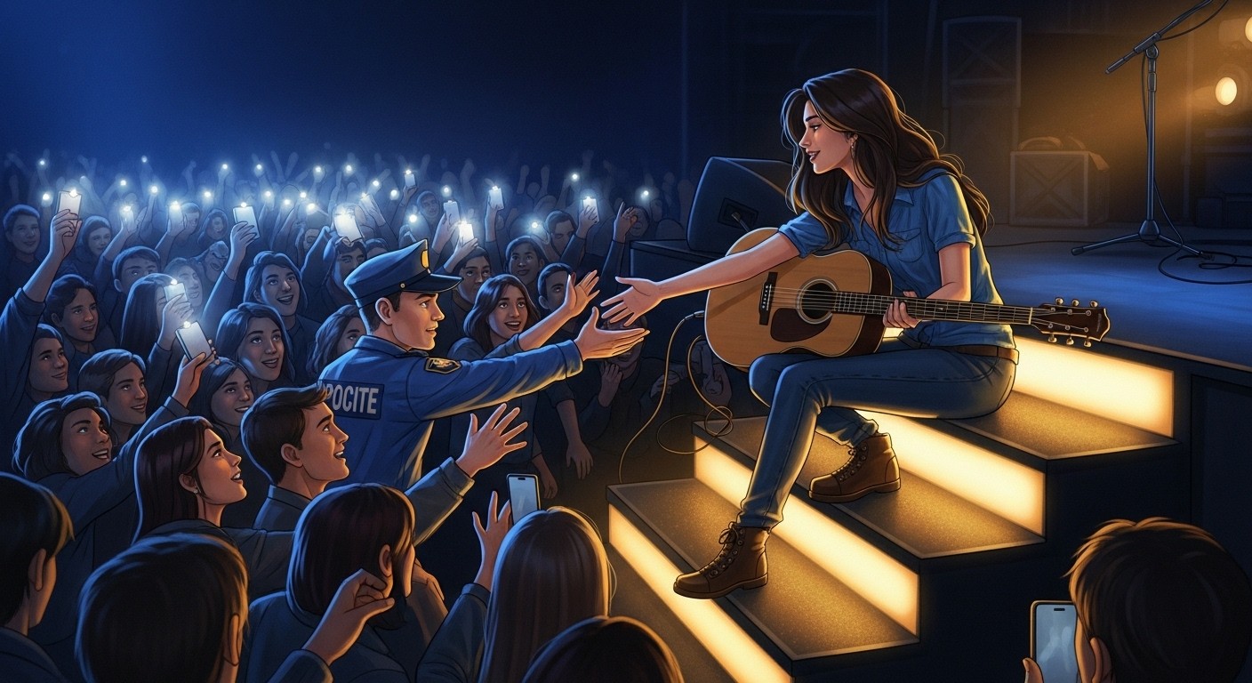 Louane interrompt son concert à Lille pour autoriser le flash d'une fan face à un agent de sécurité. Une réaction spontanée qui divise et touche le public.