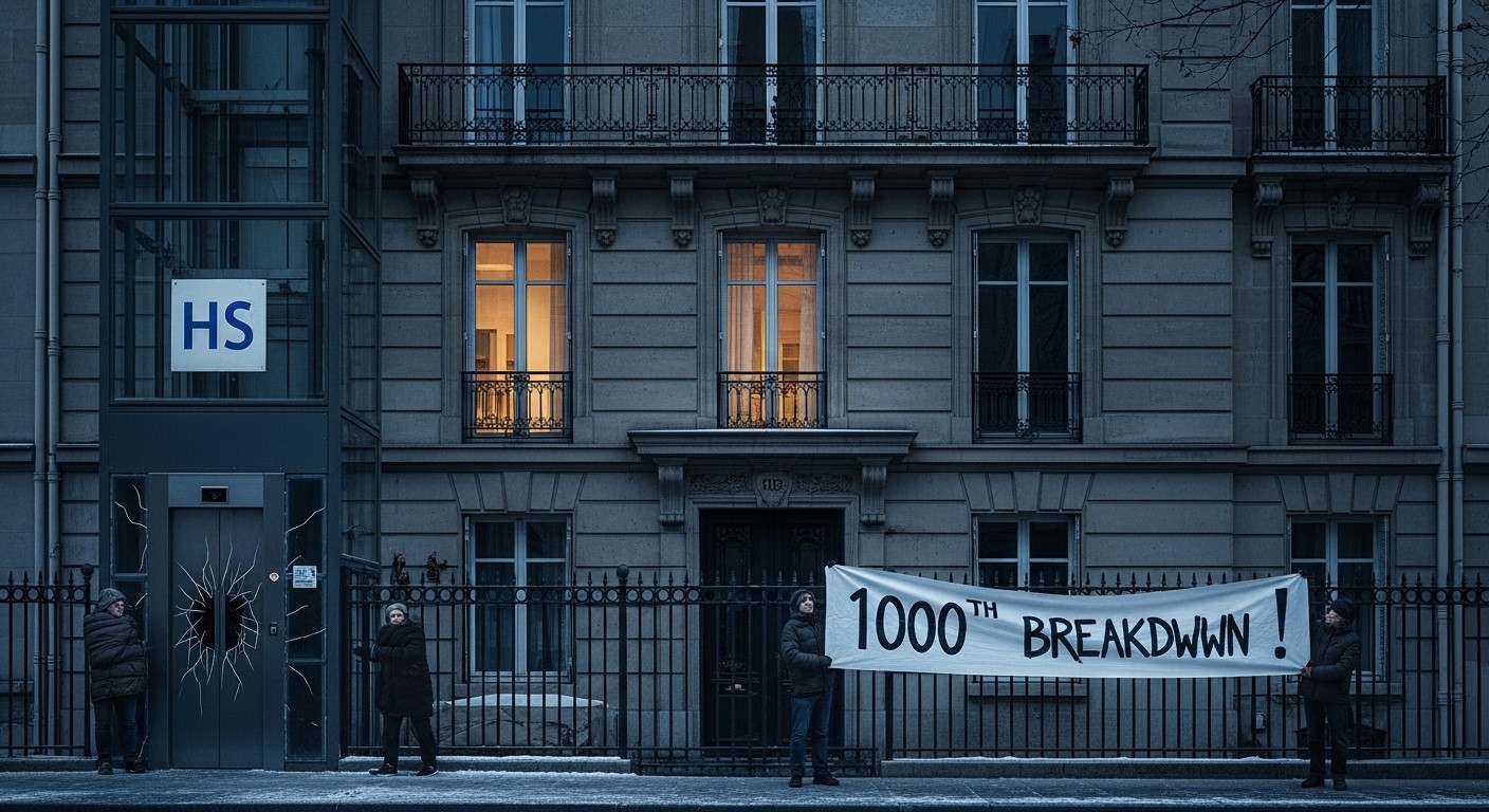 À Neuilly-sur-Seine, des locataires excédés "fêtent" ironiquement leur millième panne en deux ans : chauffage, eau, ascenseur en vrac dans une résidence des années 30. Un cri du cœur face à l'indignité du logement.