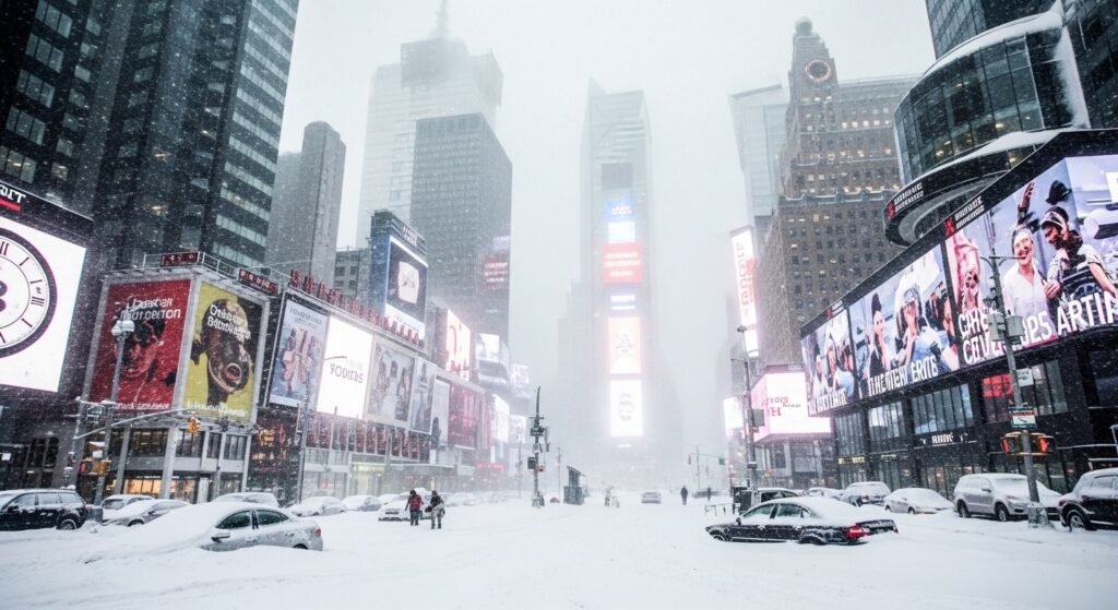 New York Paralysée par Tempête de Neige Historique