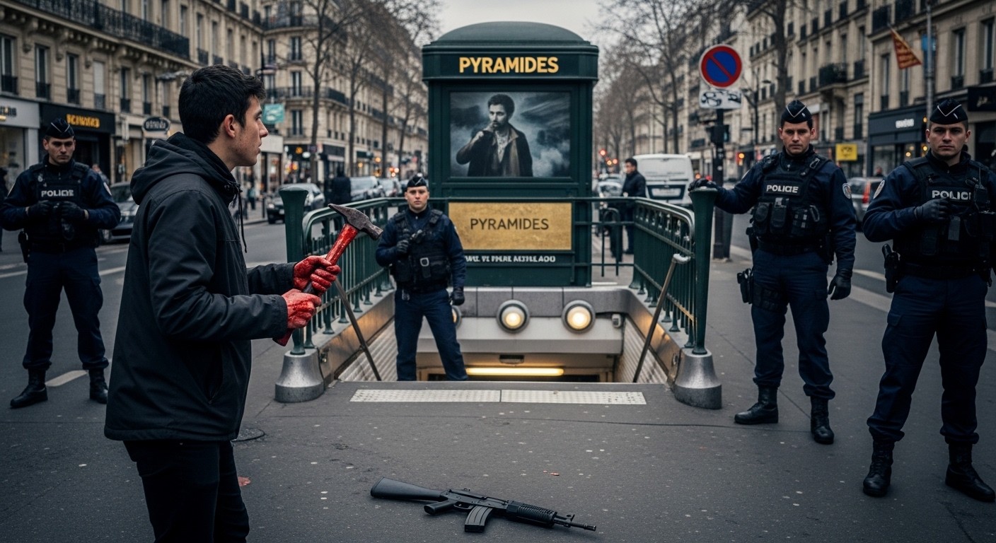 Découvrez les détails de l'incident choc près du métro Pyramides à Paris : un homme ensanglanté s'empare d'un fusil d'assaut lors d'un contrôle et tire un coup. Maîtrisé sans blessé.