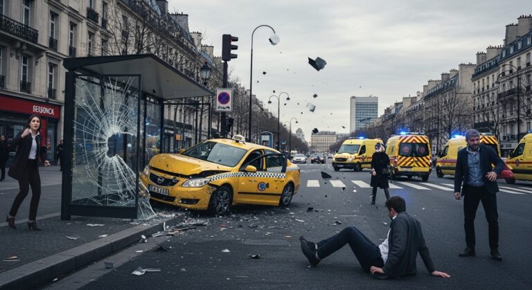 Paris : Taxi Percute Abribus, Trois Blessés Dont un Grave