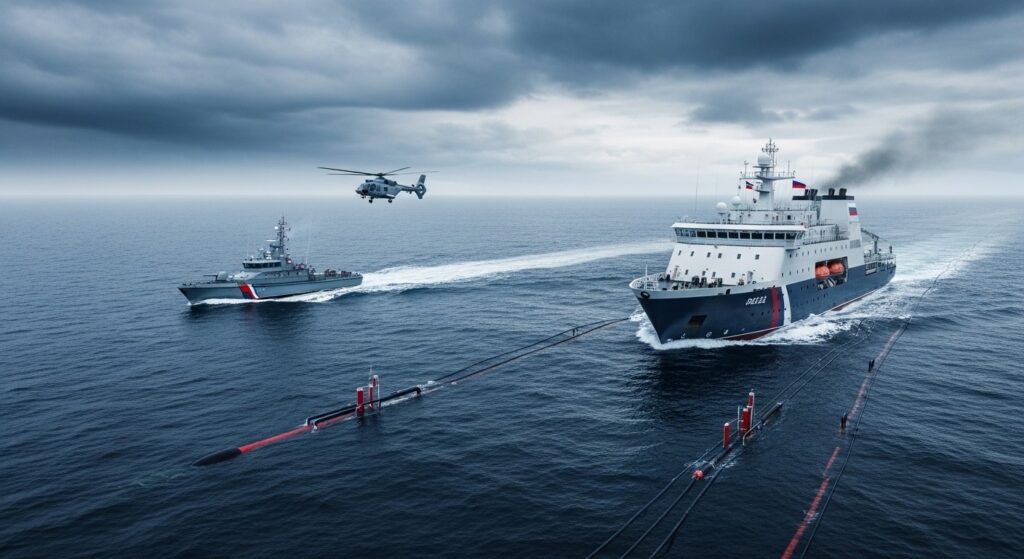 Pays-Bas Escortent Navire Russe Hors Mer du Nord