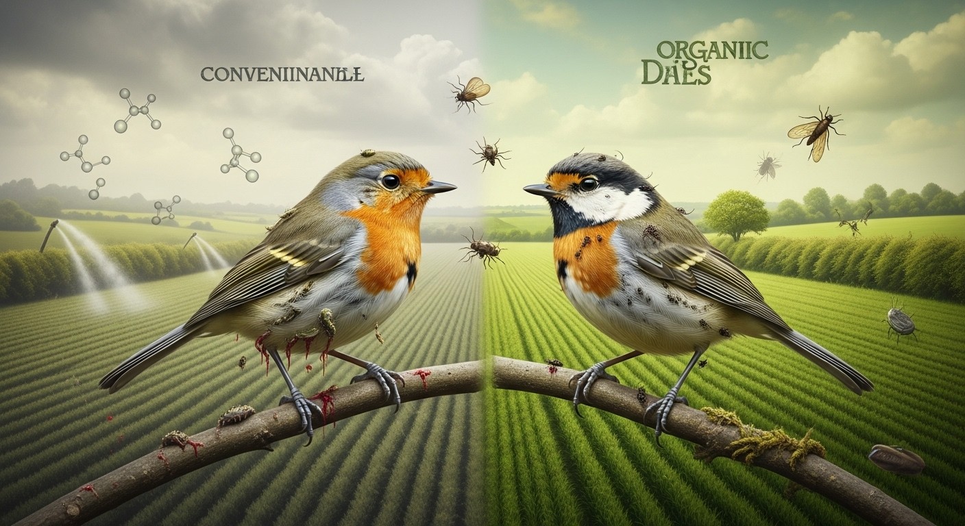 Découvrez comment les pesticides modifient la charge parasitaire des passereaux : moins de tiques en conventionnel mais plus de parasites sanguins dangereux. Une étude récente alerte sur les effets cachés.