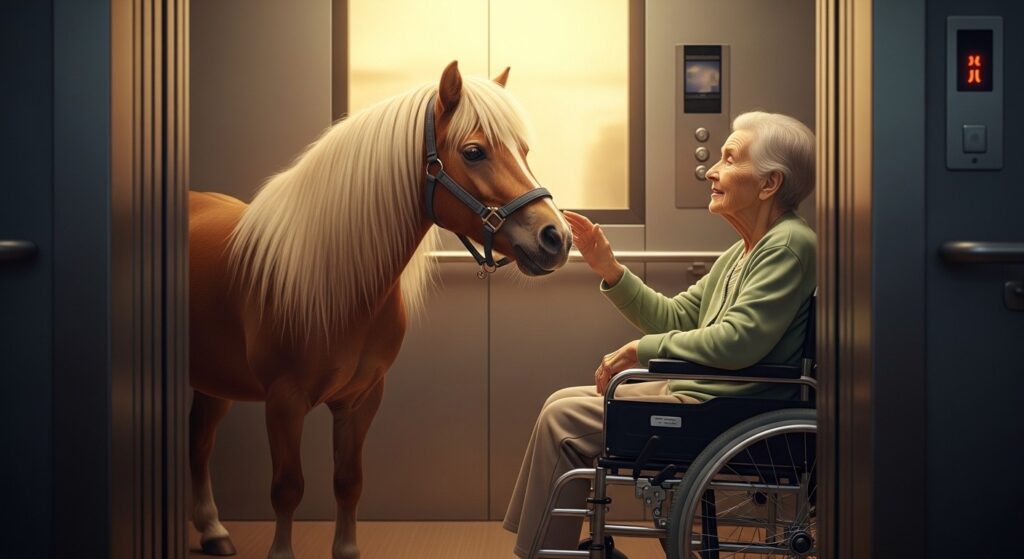 Poney en Ehpad : Un Animal Prend l&rsquo;Ascenseur pour Réjouir les Résidents
