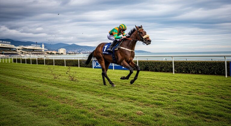 Quinté Cagnes-sur-Mer : Grand Balcon Triomphe sur Piste Lourde