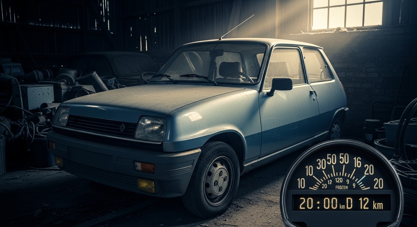 Découvrez l'incroyable histoire d'une Renault 5 TL de 1982 avec seulement 12 km au compteur, oubliée 44 ans dans une grange et bientôt vendue aux enchères à Paris. Une capsule temporelle unique !