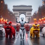 Robot Humanoïde Star Défilé Nouvel An Chinois Champs-Élysées