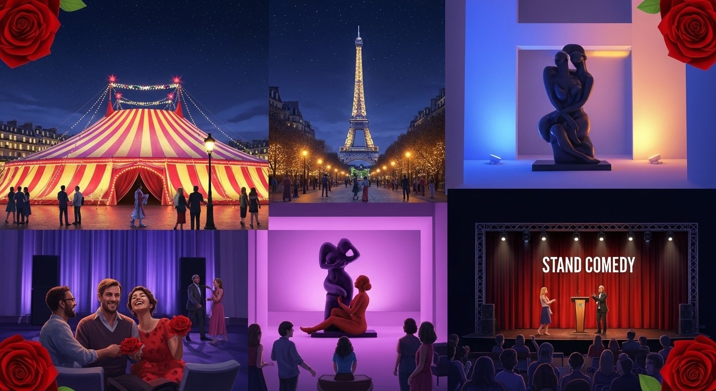 Découvrez les meilleures idées sorties originales à Paris pour la Saint-Valentin 2026, en couple ou célibataire : humour, art sensuel, cirque bohème et plus !