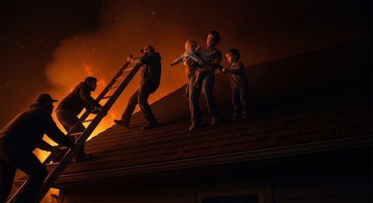 Sauvés du Toit en Flammes : Le Courage d&rsquo;une Mère et la Solidarité des Voisins
