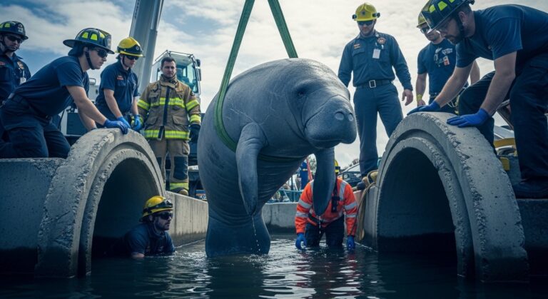 Sauvetage Épique d’un Lamantin Coincé dans un Égout en Floride