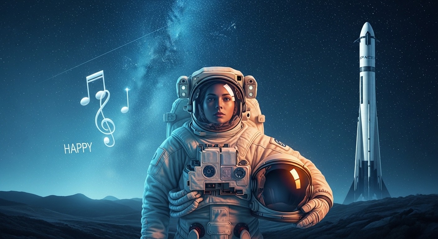 Découvrez comment Sophie Adenot, astronaute française, a choisi "Happy" de Pharrell Williams et une playlist de 200 titres pour sa mission vers l'ISS. Un voyage musical unique !