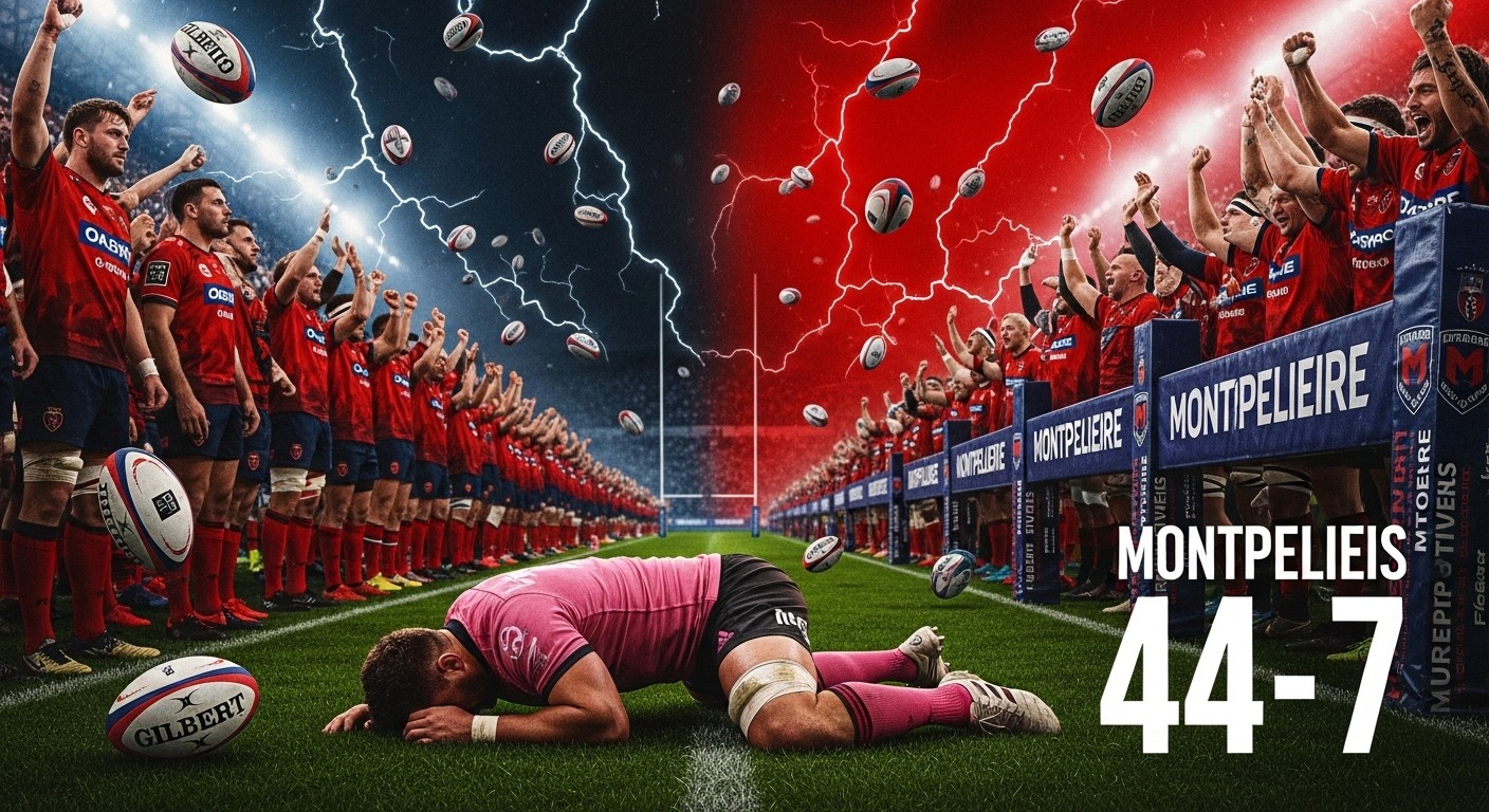 Montpellier écrase le Stade Français 44-7 en Top 14 : essai en pagaille, glissade au classement et alerte pour les Parisiens. Analyse complète de cette lourde défaite.