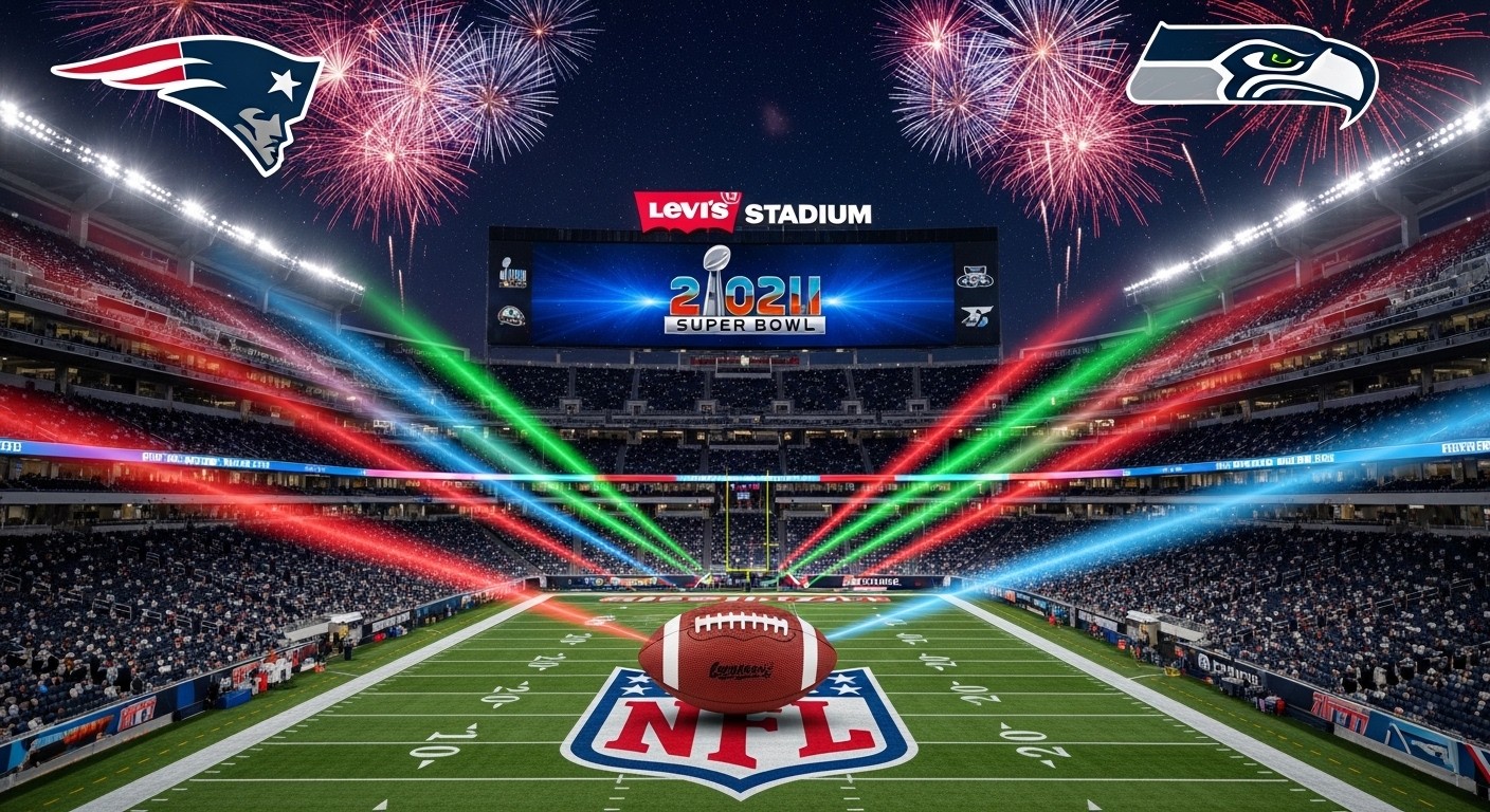 Découvrez l'heure exacte, la chaîne TV en France (M6 gratuit) et tous les détails du Super Bowl 2026 entre Patriots et Seahawks au Levi's Stadium. Halftime show Bad Bunny inclus !