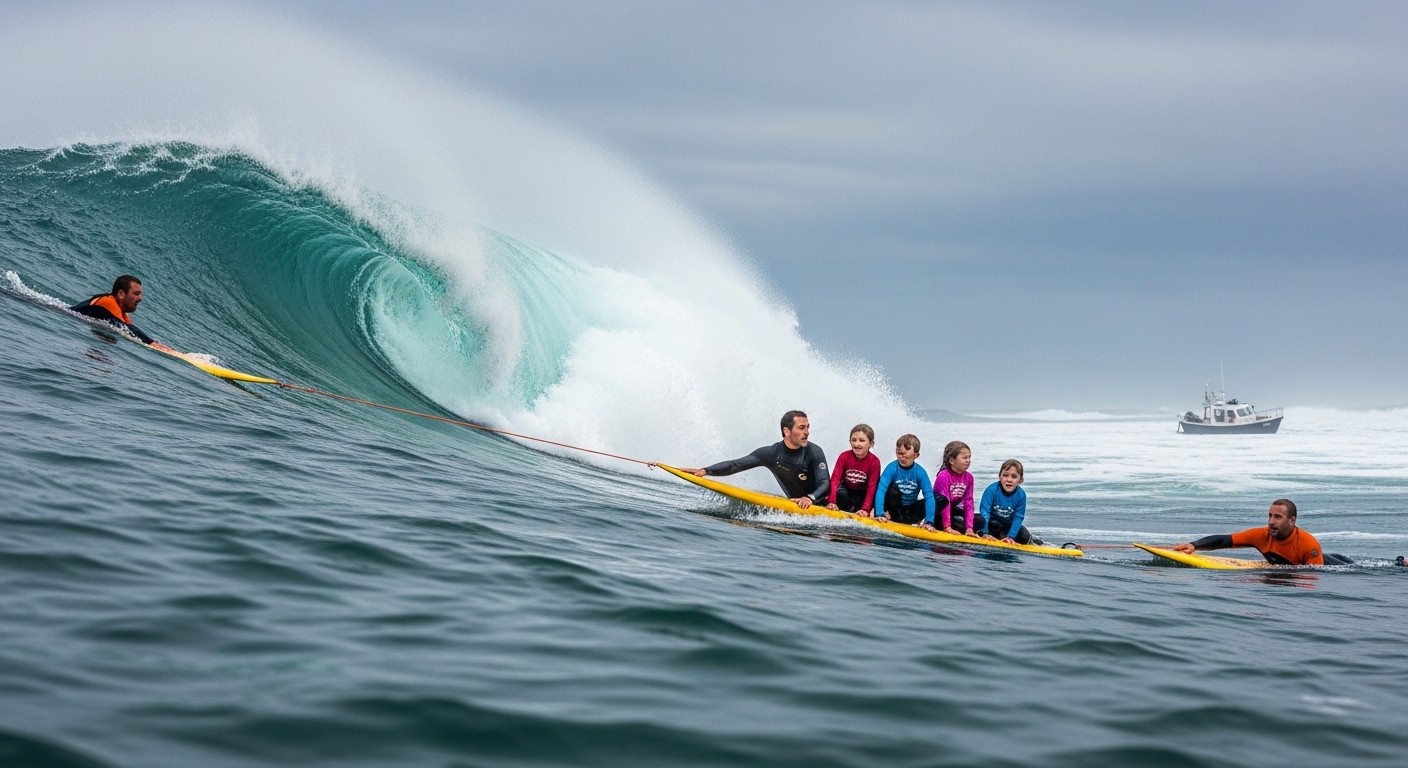 Des surfeurs courageux ont sauvé une famille de six personnes, dont quatre enfants, après le chavirement de leur bateau dans des vagues géantes à Santa Cruz. Un acte héroïque qui rappelle la solidarité en mer.