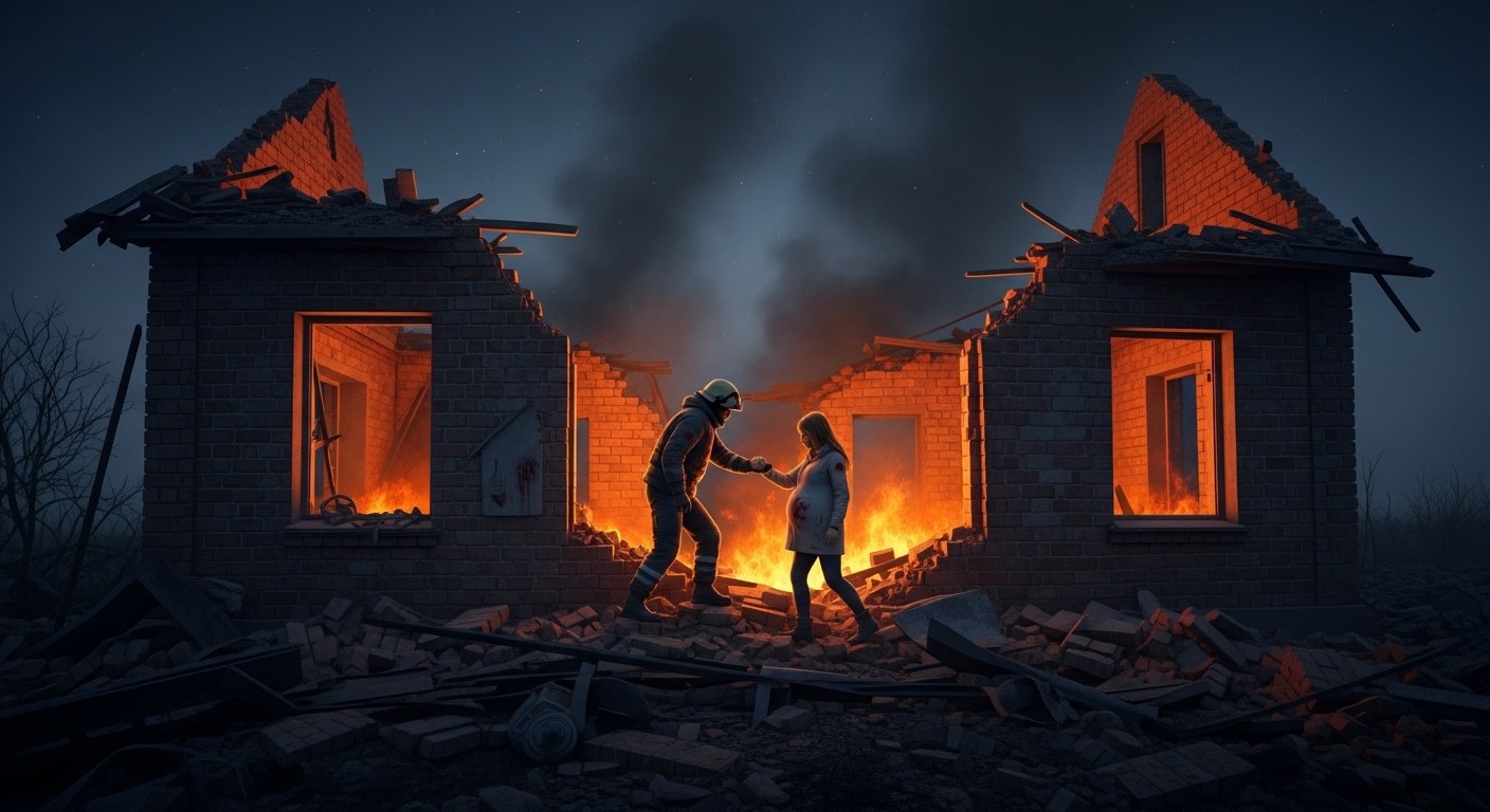 À Kharkiv, un drone russe frappe une maison, tuant un père et ses trois jeunes enfants. La mère enceinte survit miraculeusement sous les décombres. Un drame qui bouleverse l'Ukraine en pleine guerre.