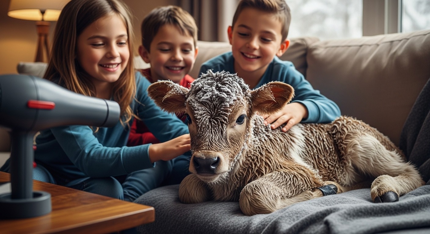 Découvrez l'histoire touchante d'un petit veau gelé recueilli par une famille du Kentucky sur leur canapé pendant une vague de froid extrême. Un sauvetage émouvant qui a conquis les réseaux !