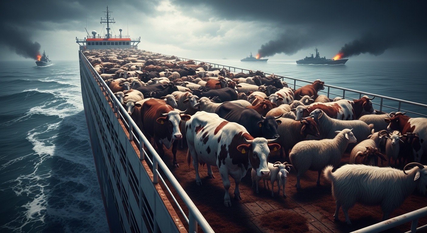 Découvrez comment 70 000 vaches, moutons et chèvres sont piégés en mer par le conflit en Iran, risquant famine et soif dans le détroit d'Ormuz et zones adjacentes. Une crise animale et humanitaire alarmante.