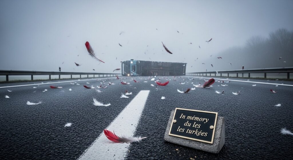 Accident sur l&rsquo;A84 : PETA Veut un Mémorial pour les Dindes Tuées