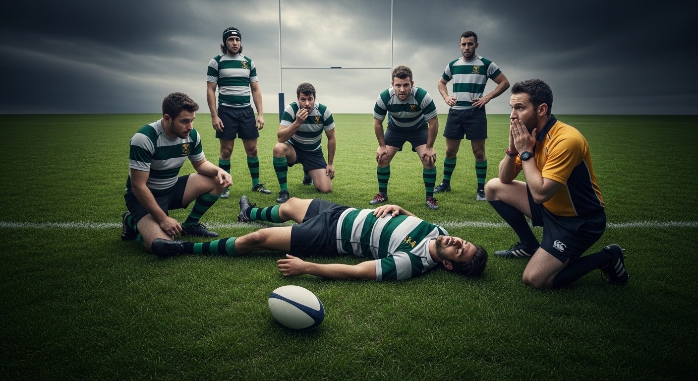 Un rugbyman de 20 ans mis en examen après avoir frappé Noha Loubety, 23 ans, lors d'un match amateur, plongeant la victime dans le coma. Il est anéanti et pense à elle.