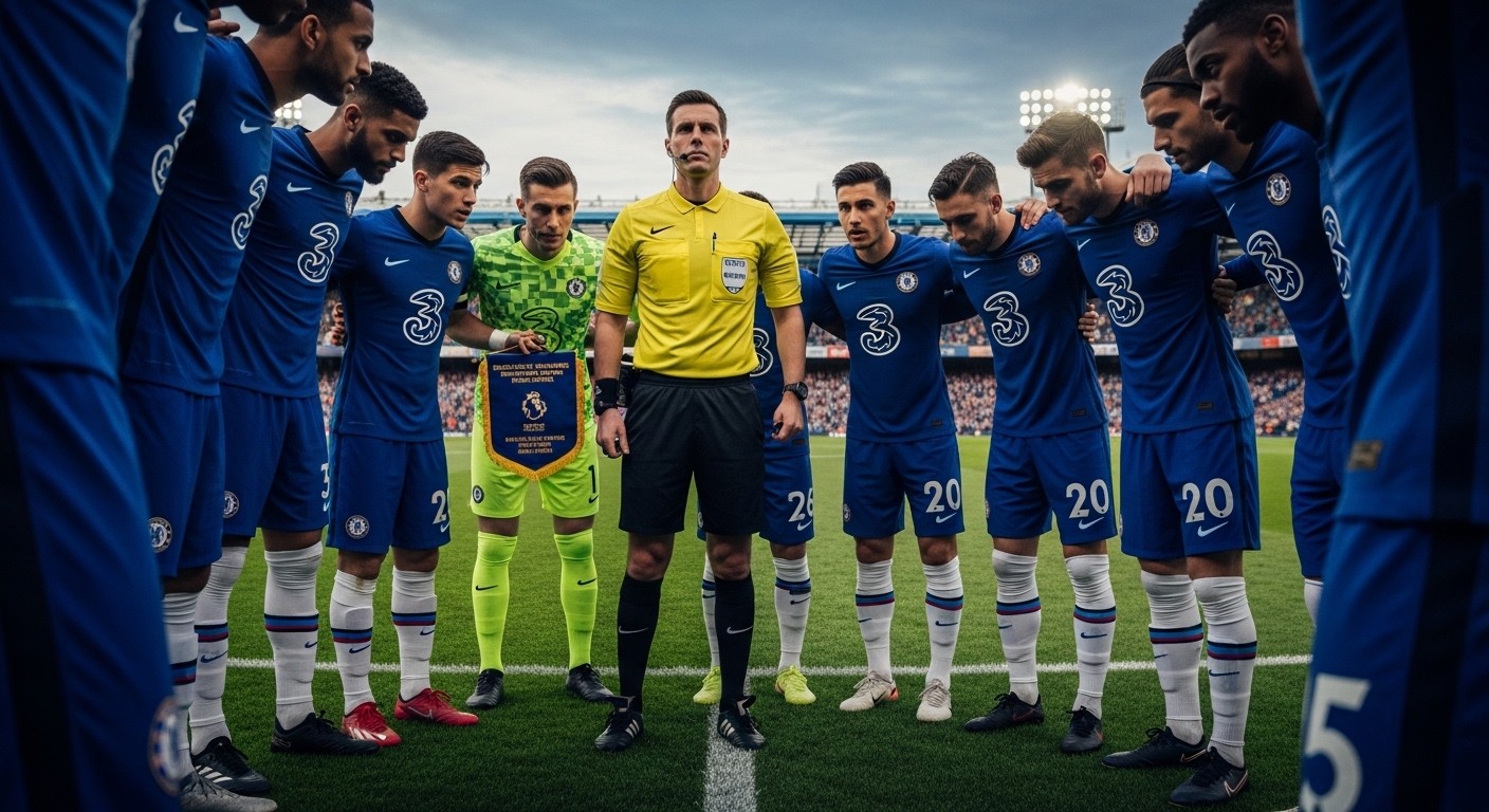 Découvrez la scène hilarante où l’arbitre Paul Tierney s’est retrouvé encerclé par les joueurs de Chelsea avant le match contre Newcastle en Premier League. Un moment viral qui fait le buzz !