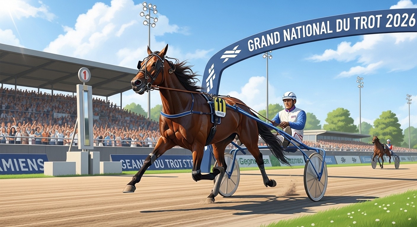 Découvrez l'arrivée mouvementée du Quinté+ à Amiens le 4 mars 2026 : Jentil Dieschoot remporte la 1ère étape du Grand National du Trot avec brio. Analyse complète et rebondissements !