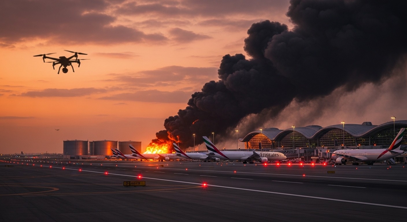 Découvrez comment une frappe de drone iranien a visé l'aéroport de Dubaï, hub aérien numéro un mondial, suspendant les vols avant une reprise progressive au cœur d'une guerre régionale tendue.
