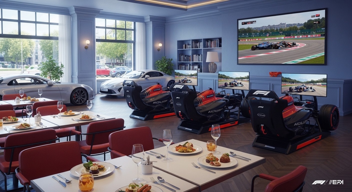 Découvrez le Blu Café à Paris, repaire des passionnés de Formule 1 au-dessus de l'Atelier Alpine. Simulateurs réalistes, Grands Prix en direct et gastronomie premium : l'endroit parfait pour vivre la F1 autrement !