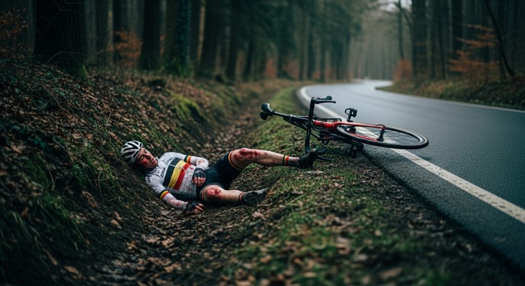 Coureur Belge Retrouvé dans un Fossé Après Chute Grave