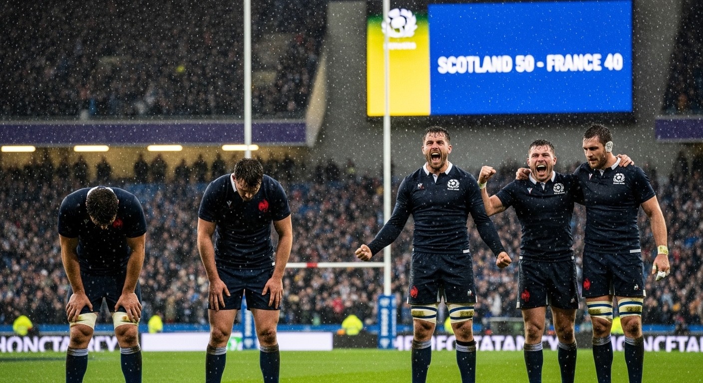 Découvrez l'analyse complète de la défaite historique du XV de France en Écosse (50-40) : notes des joueurs, raisons du naufrage et enjeux pour le titre du Tournoi des Six Nations 2026.