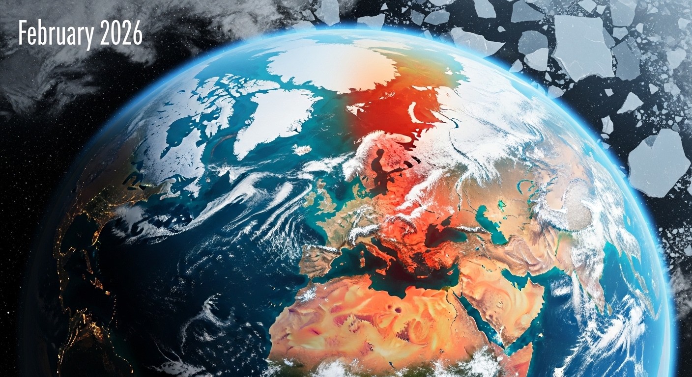 Février 2026 bat des records de chaleur mondiale avec +1,49°C pré-industriel, mais l'Europe oscille entre froid polaire et inondations massives. Découvrez les contrastes climatiques alarmants.