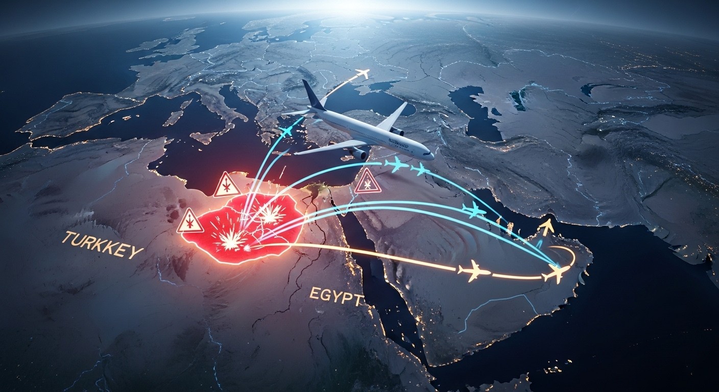 Découvrez comment la guerre au Moyen-Orient perturbe le trafic aérien mondial : contournements massifs, fermetures d'espaces aériens et adaptations des compagnies pour éviter les dangers en 2026.