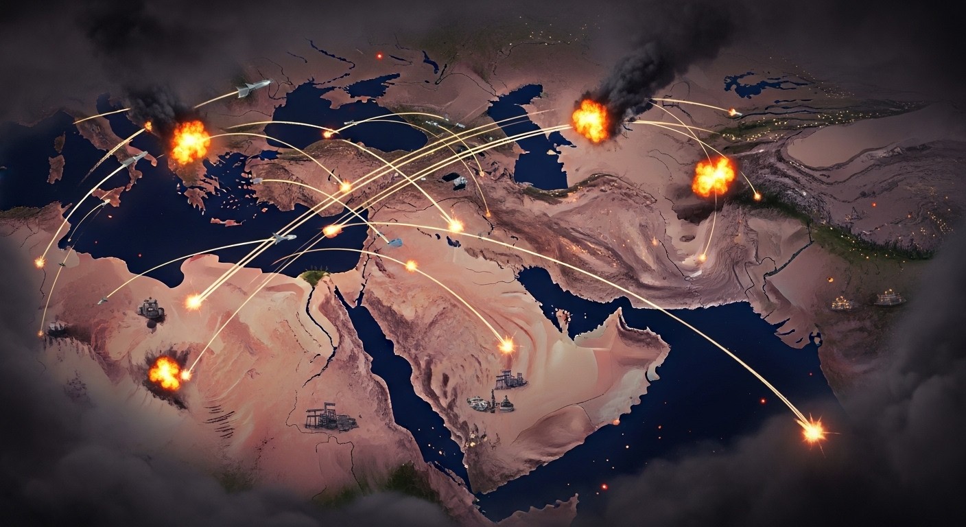 L'Iran revendique la vague de frappes la plus violente depuis le début du conflit, visant Arabie saoudite, Qatar, Israël et plus. Escalade régionale et flambée pétrolière.