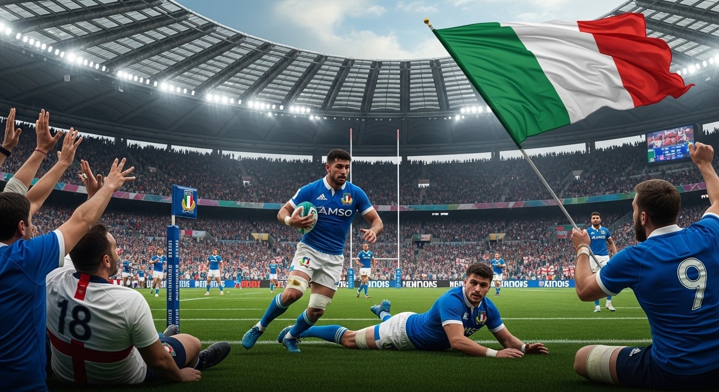 Découvrez l'horaire à 17h40 et la chaîne TF1 pour Italie-Angleterre au Tournoi des Six Nations 2026. Revivez l'exploit incroyable des Italiens qui signent leur première victoire historique contre les Anglais (23-18) !