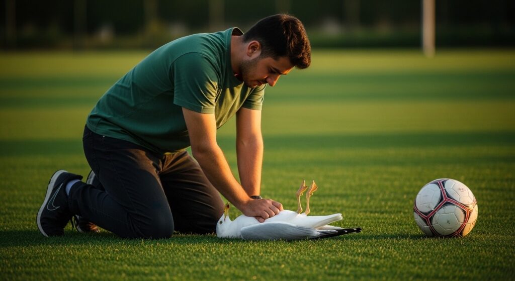 Joueur Turc Réanime Mouette sur Terrain de Foot