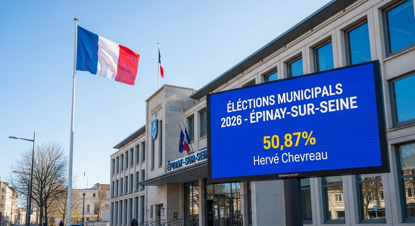 Découvrez les résultats complets du 1er tour des municipales 2026 à Épinay-sur-Seine : Hervé Chevreau réélu dès le premier tour avec 50,87%. Participation, scores et analyse.