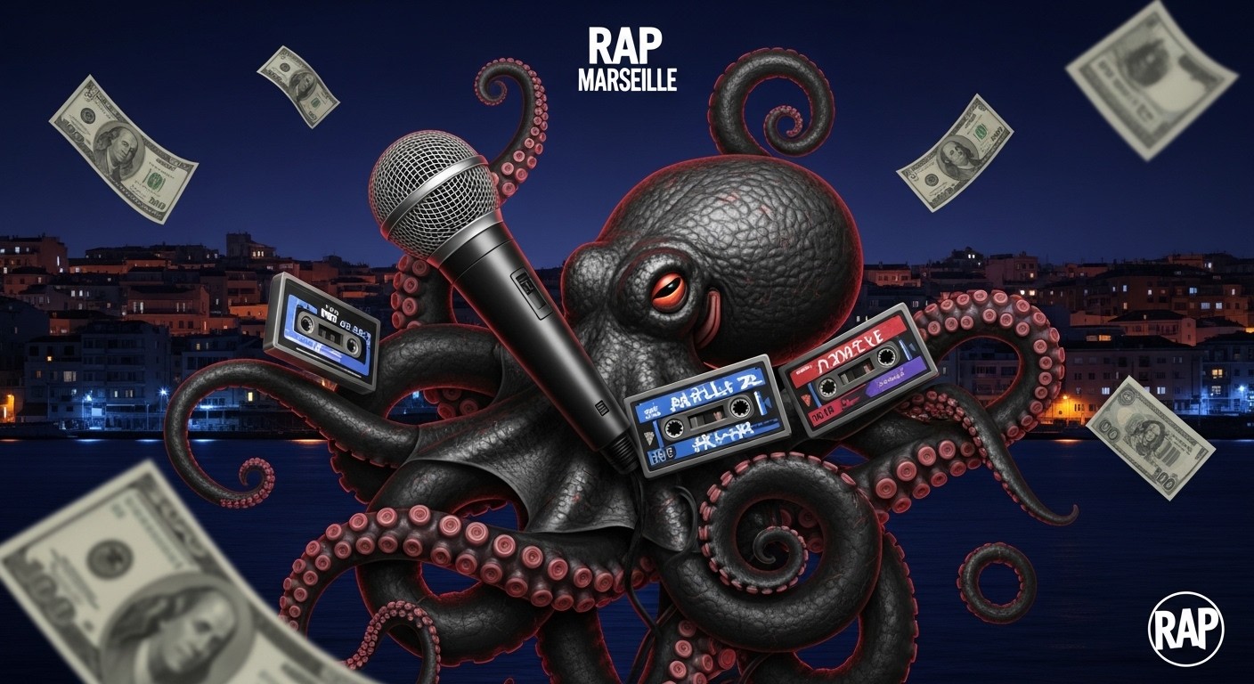 Découvrez comment un label de rap marseillais est soupçonné de blanchir l'argent de la DZ Mafia lors de l'opération Octopus. Liens troublants entre narcotrafic et musique urbaine révélés.