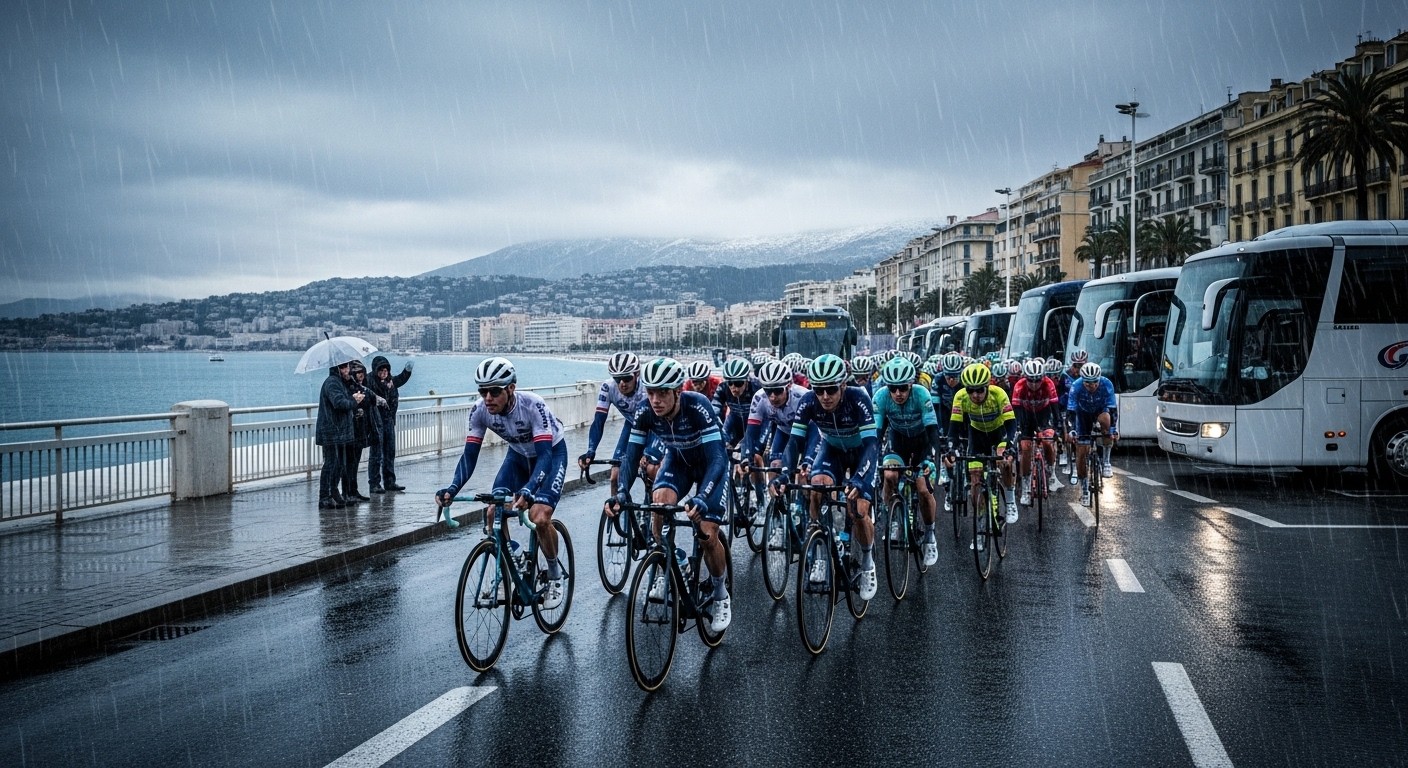 Découvrez comment la 7e étape de Paris-Nice 2026 a été réduite à seulement 47 km à cause de pluie et neige. Victoire surprise de Dorian Godon, Vingegaard intraitable au général : le récit d'une journée folle.