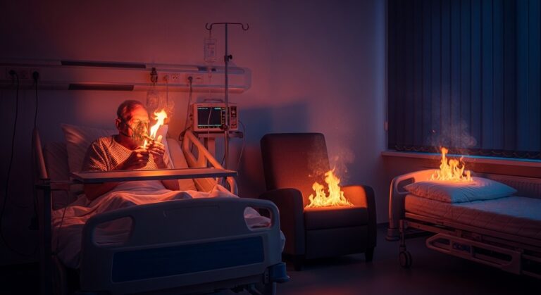 Patiente sous oxygène allume cigarillo : incendie à l&rsquo;hôpital