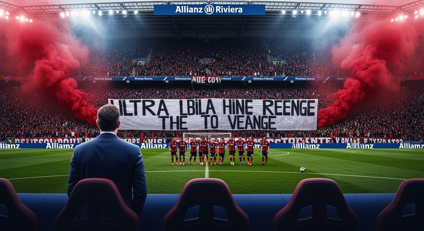 Découvrez le retour tendu de Franck Haise à Nice avec Rennes : banderole rancunière des ultras et victoire écrasante 4-0. Analyse complète de ce match chargé d'émotions.