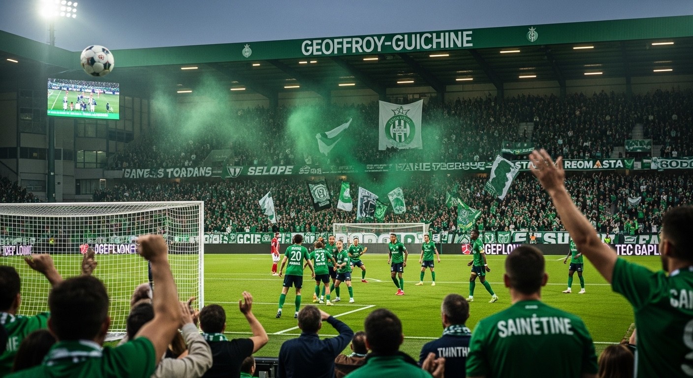 Saint-Étienne domine le Red Star (2-0) en Ligue 2 et enchaîne une 5e victoire. Les Audoniens chutent mais restent dans la course aux playoffs. Analyse complète du match et enjeux.
