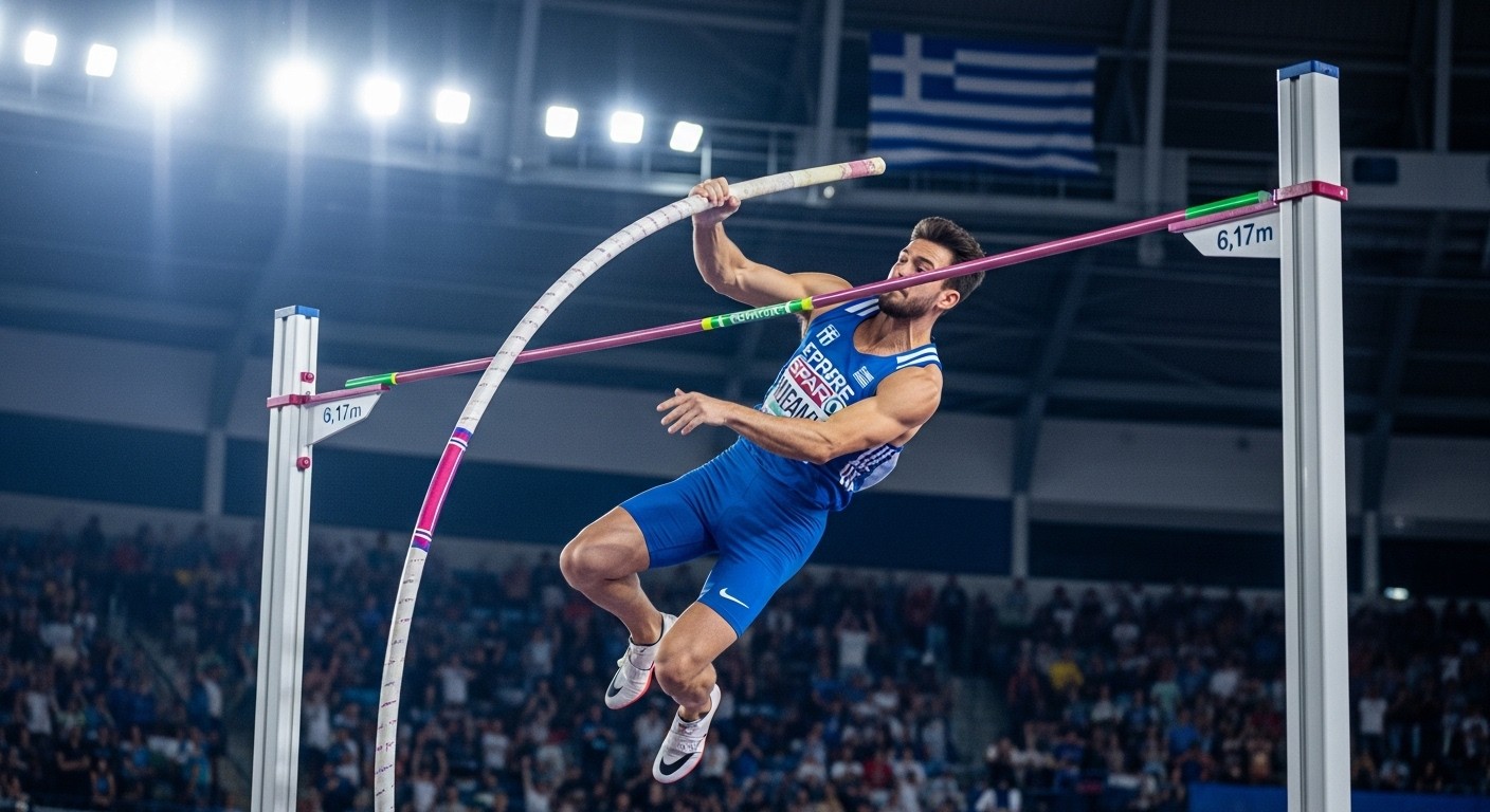Le perchiste grec Emmanouil Karalis explose à 6,17 m en salle, devenant le 2e meilleur performeur mondial derrière Duplantis. Un exploit historique qui relance le duel !