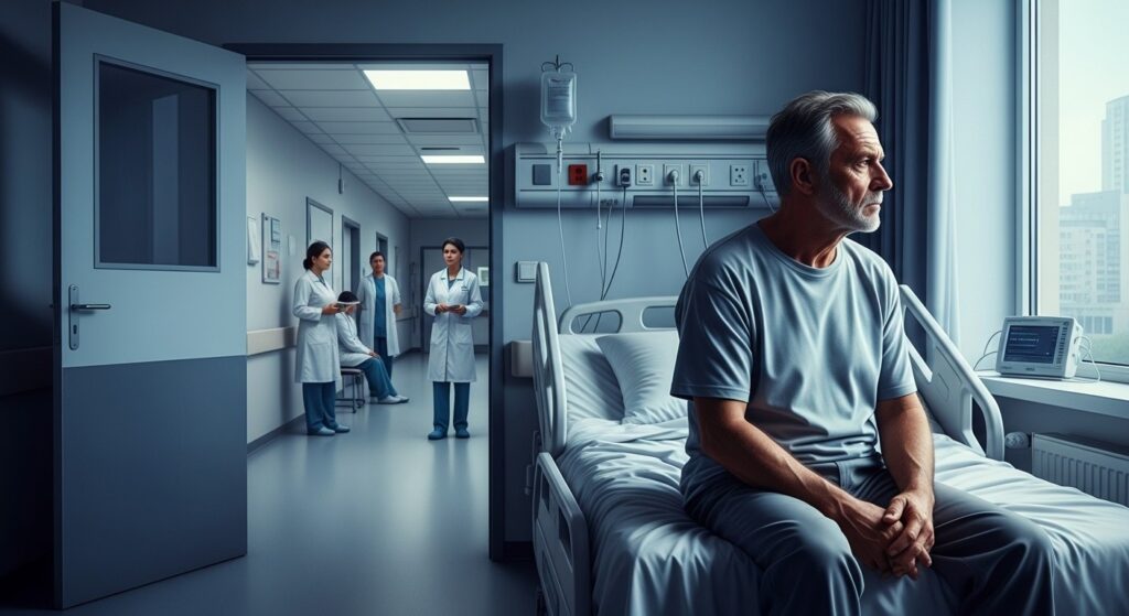 Sexagénaire Bloque Chambre Hôpital Espagnol : Justice Saisie