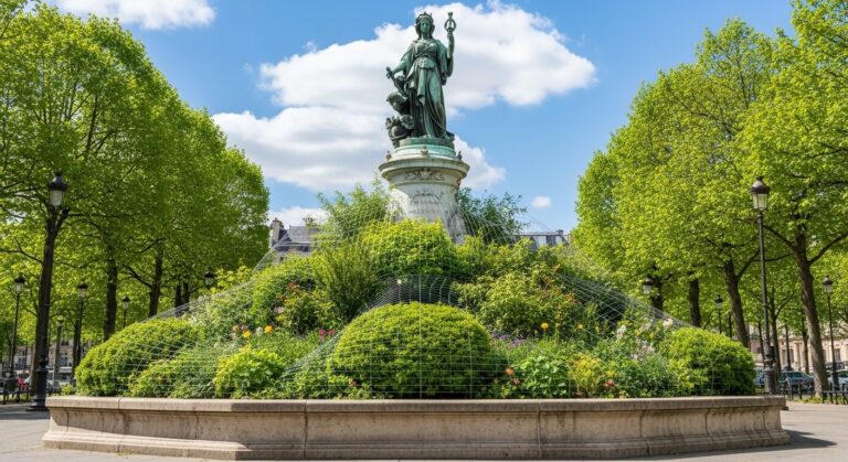 Statue République Paris : Écrin Végétal et Grilles Anti-Tags ?