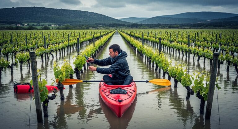 Viticulteur en Kayak dans l&rsquo;Aude : Quand les Vignes Deviennent Lac